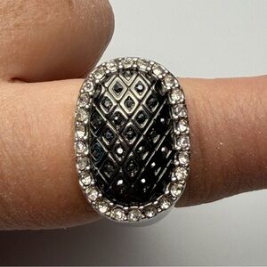 Lia Sophia Silver and Black Statement Ring